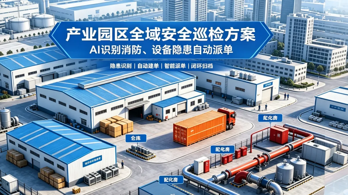 产业园区全域安全巡检方案：小兵AI巡检AI识别消防、设备隐患自动派单